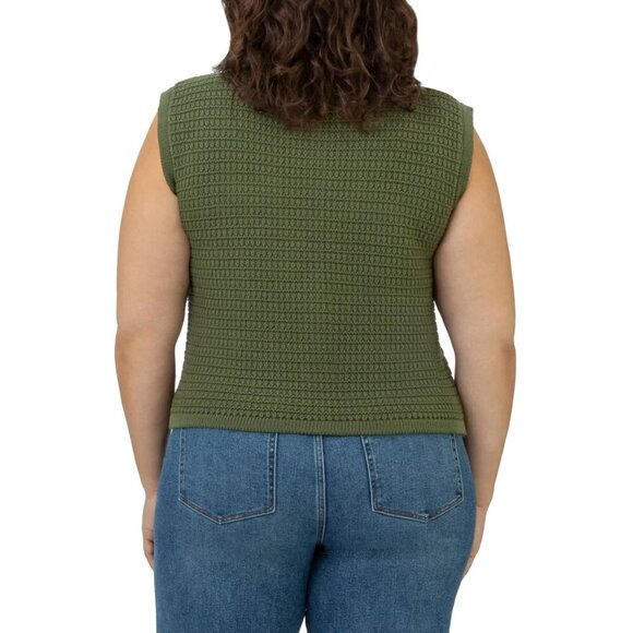 BLANKNYC Womens Sleeveless Sweater Vest Olive Gold Buttons Designer Inspired - Picture 6 of 6